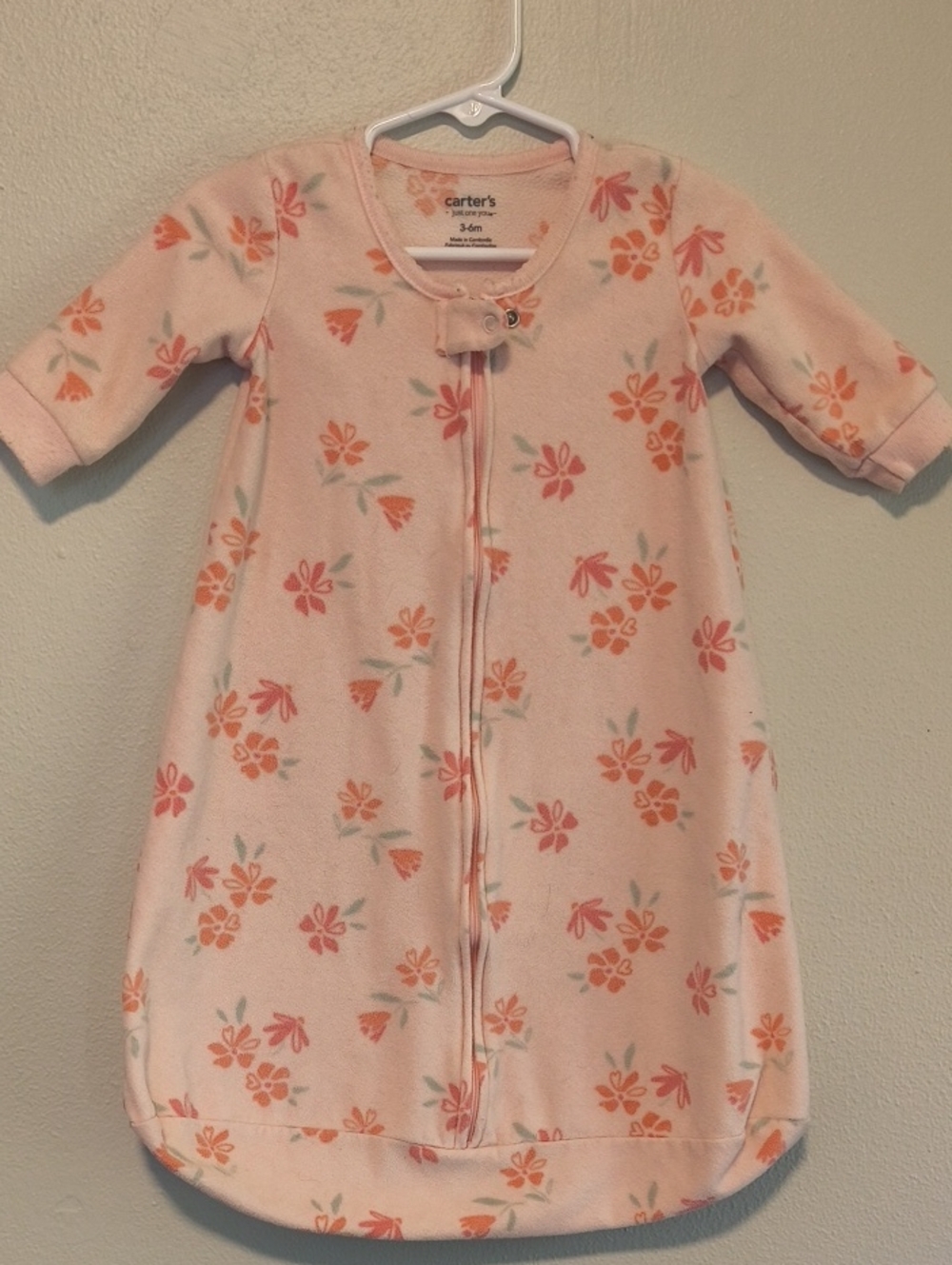 Carter's Peach & Coral Floral Zip Front Sleep Sack
